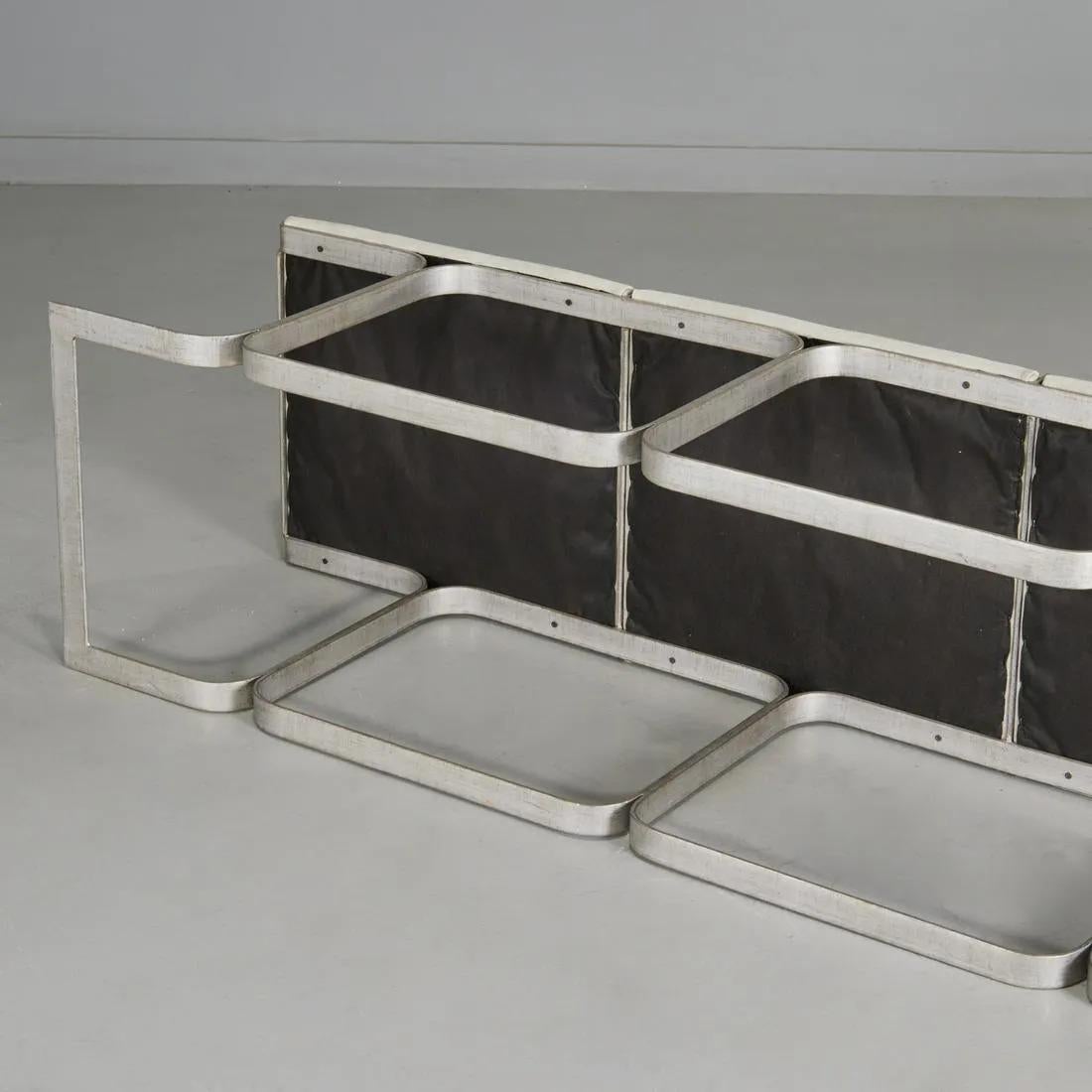 John Behringer Leather 3-Seat Bench Mid-Century Modern 1
