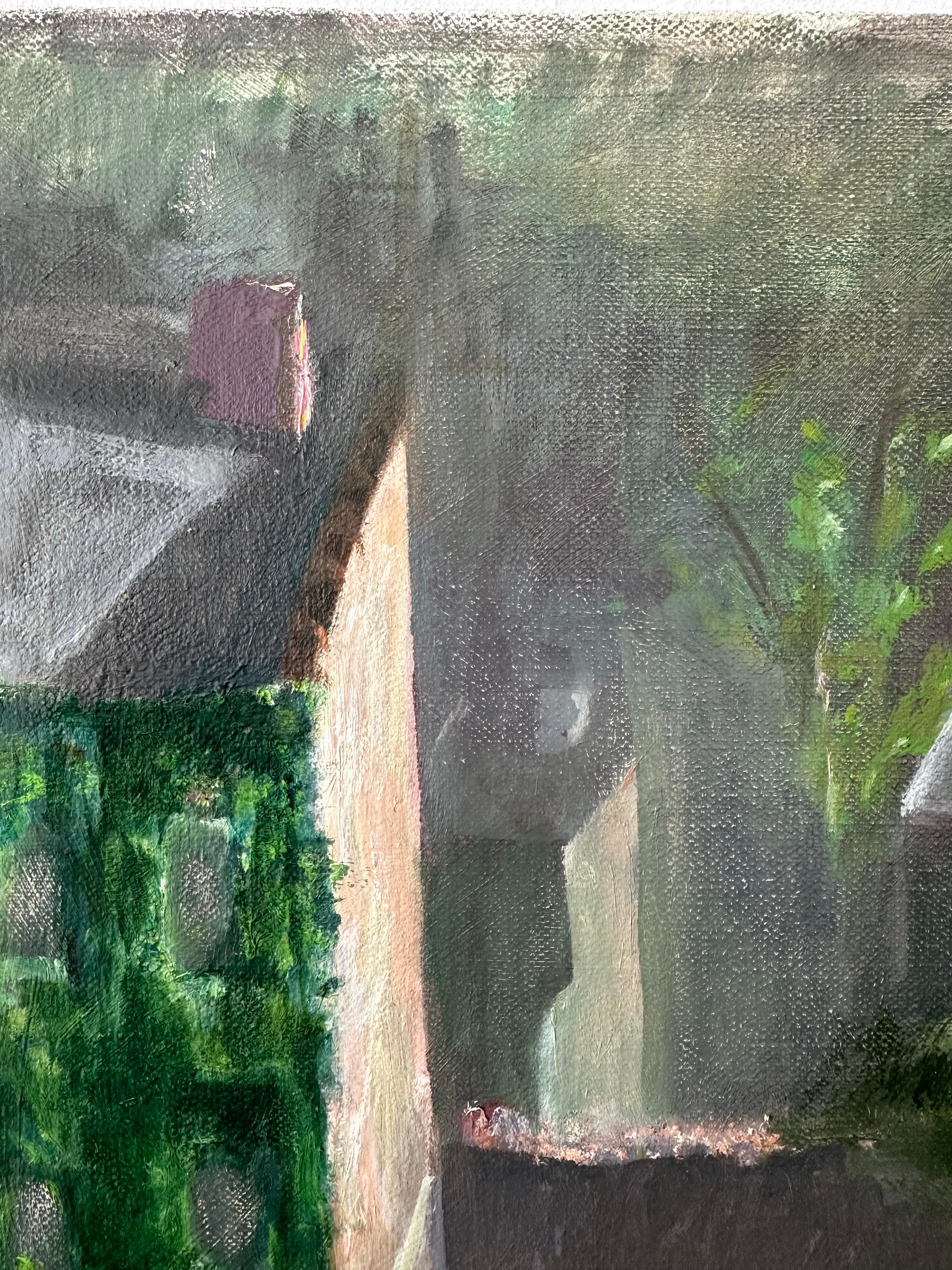 Paysage Manayunk Philadelphia Hazy Morning - Réalisme Painting par John Bekavac
