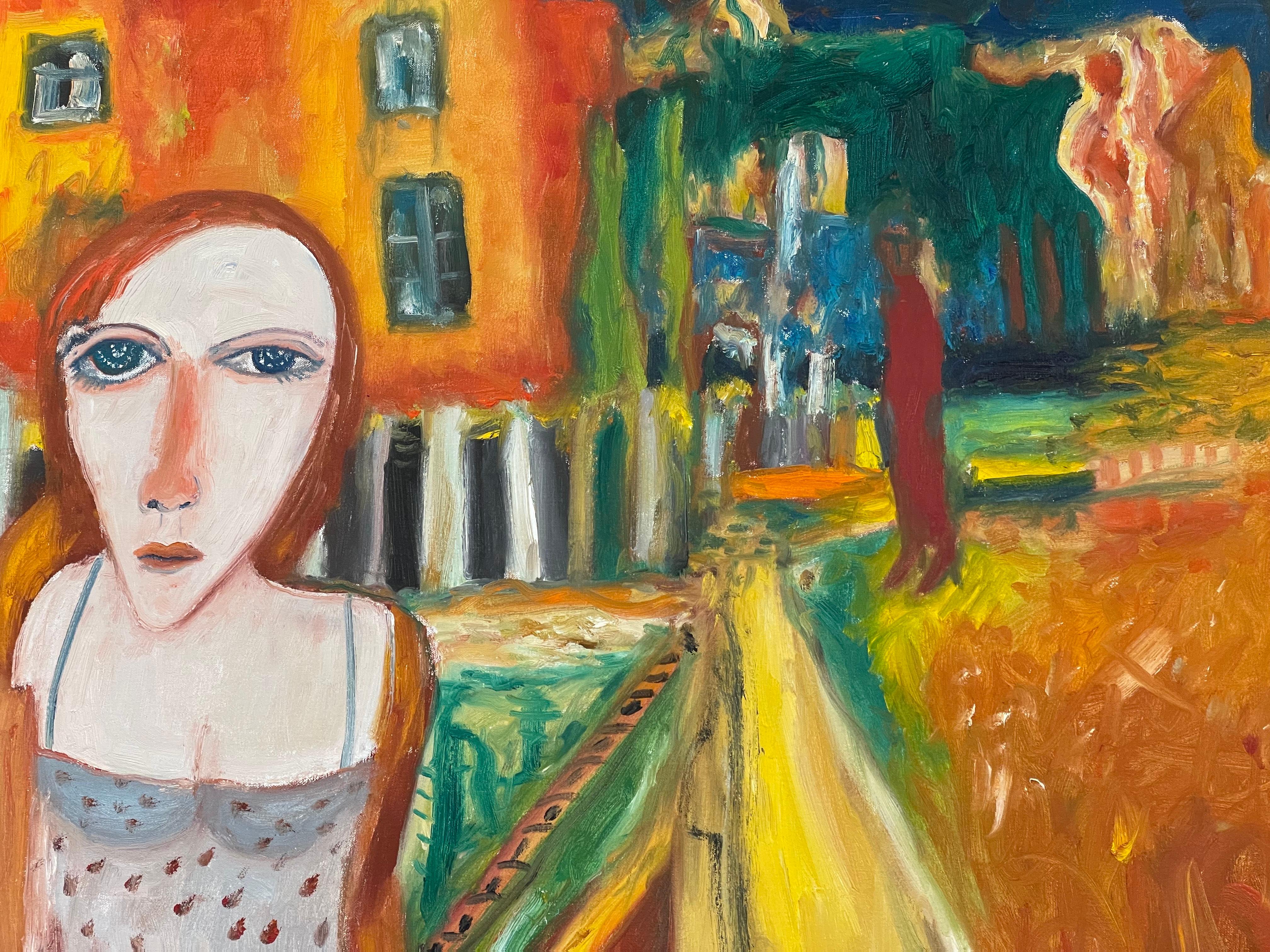 Woman in the field - Post-War Painting by John Bellany