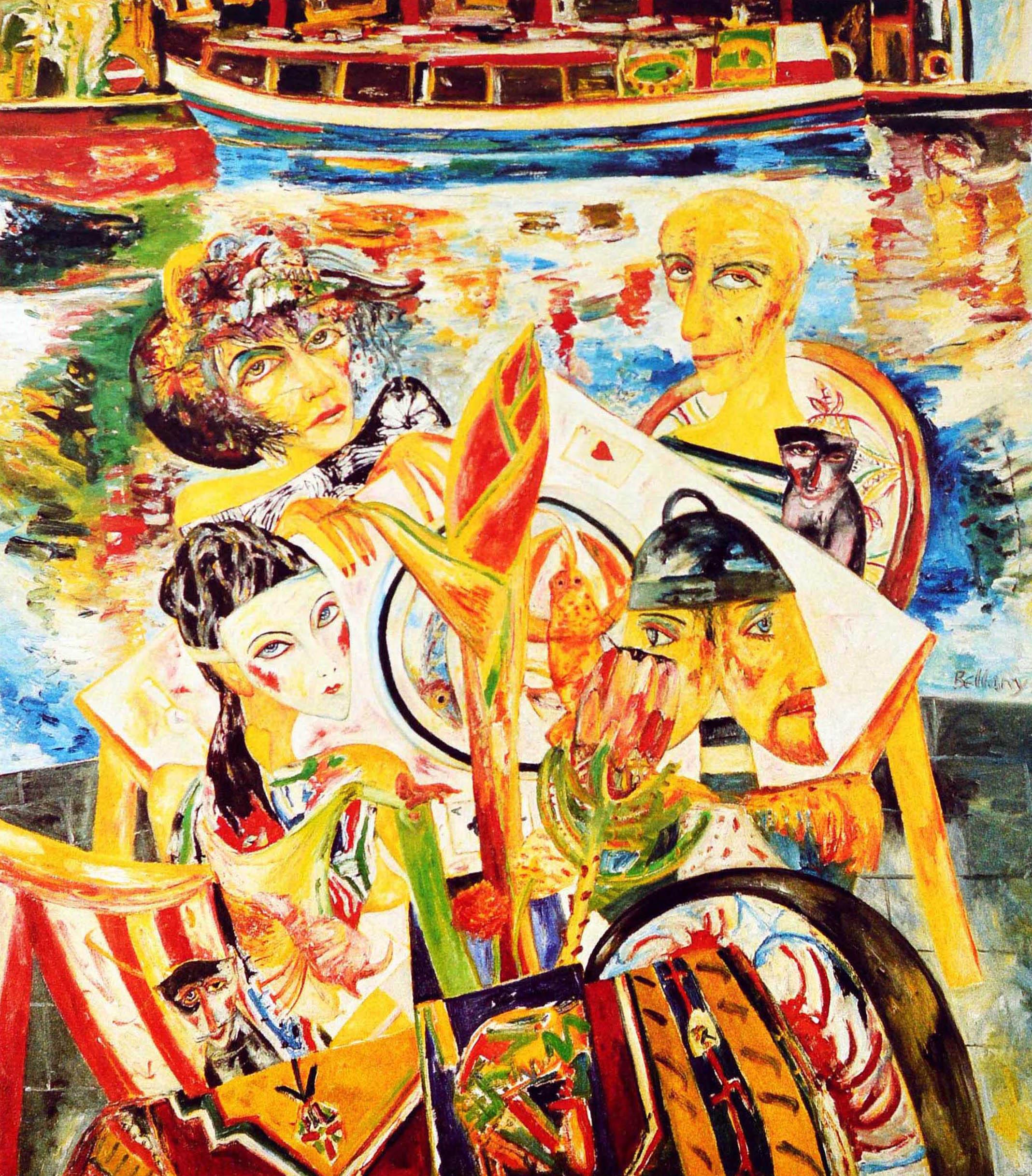 Poster originale d'epoca della metropolitana di Londra LT Camden Lock Camden Town Bellany - Print di John Bellany