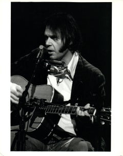 Neil Young With Guitar and Harmonica Retro Original Photograph