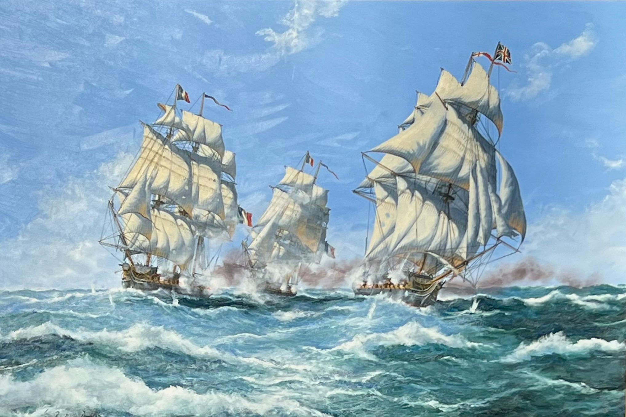 The Chase of the Frigate HMS Brilliant - Painting by John Bentham-Dinsdale