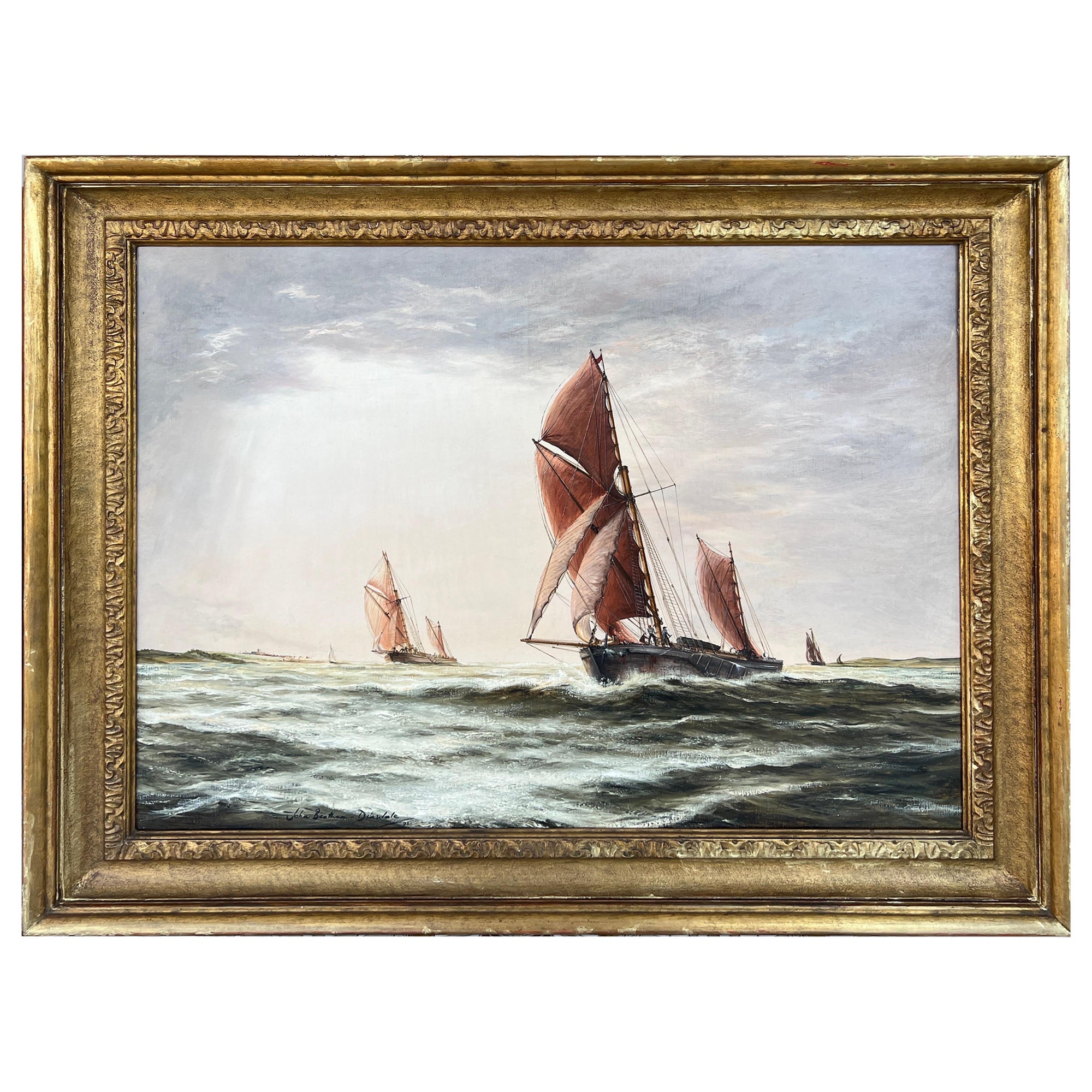 John Bentham-Dinsdale "Thames Entry" Oil on Canvas C. 1972