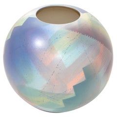 John Bergen Studio Canada Vaso rotondo in ceramica smaltata dipinta a mano Contemporaneo 80