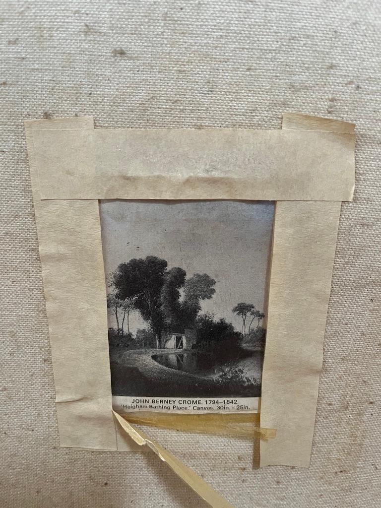 Early 19th Century Norwich School oil painting of cottage by a pond 10