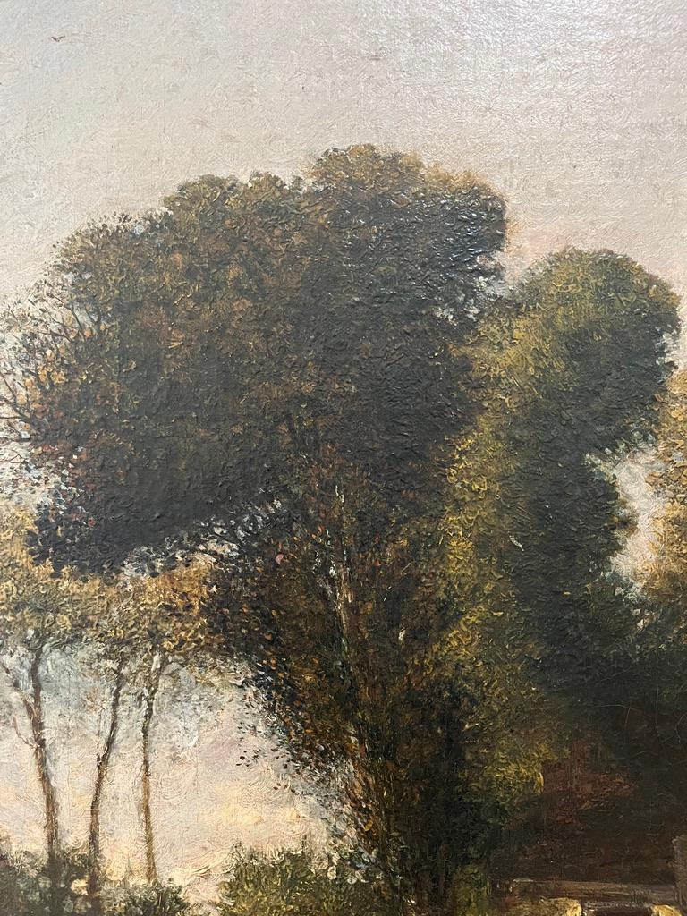 Early 19th Century Norwich School oil painting of cottage by a pond 1