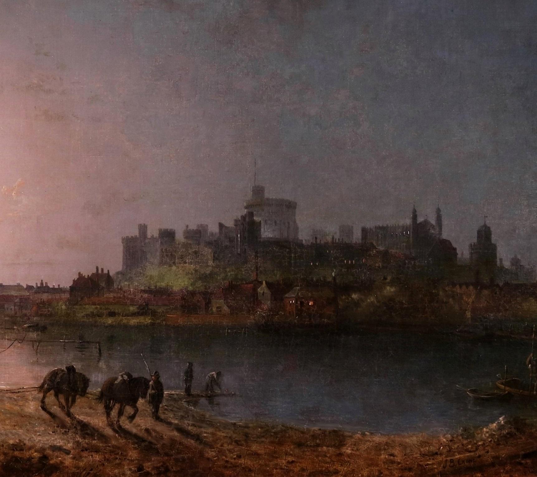 ‘Scene on the Thames - Moonlight’ by John Berney Crome (1794-1842). 

The painting – which depicts Windsor Castle and the River Thames under a harvest moon – is signed by the artist and was exhibited at the Royal Society of British Artists in 1837. 