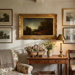 Wayfarers At The Smithy, Hingham, Norfolk, Norwich School Oil Painting, Nocturne