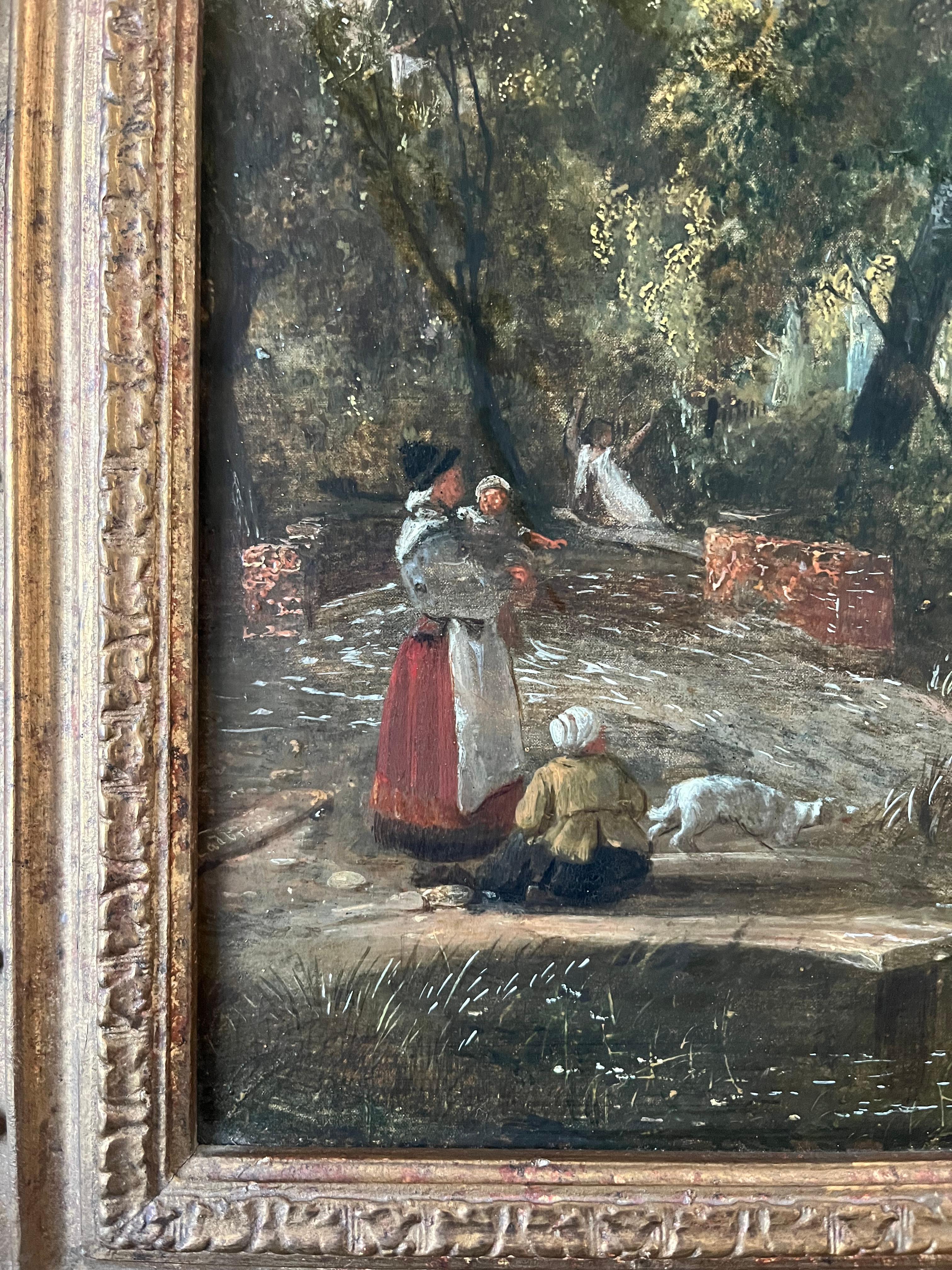John Berney Ladbrooke, óleo del siglo XIX sobre un paisaje fluvial en venta 6