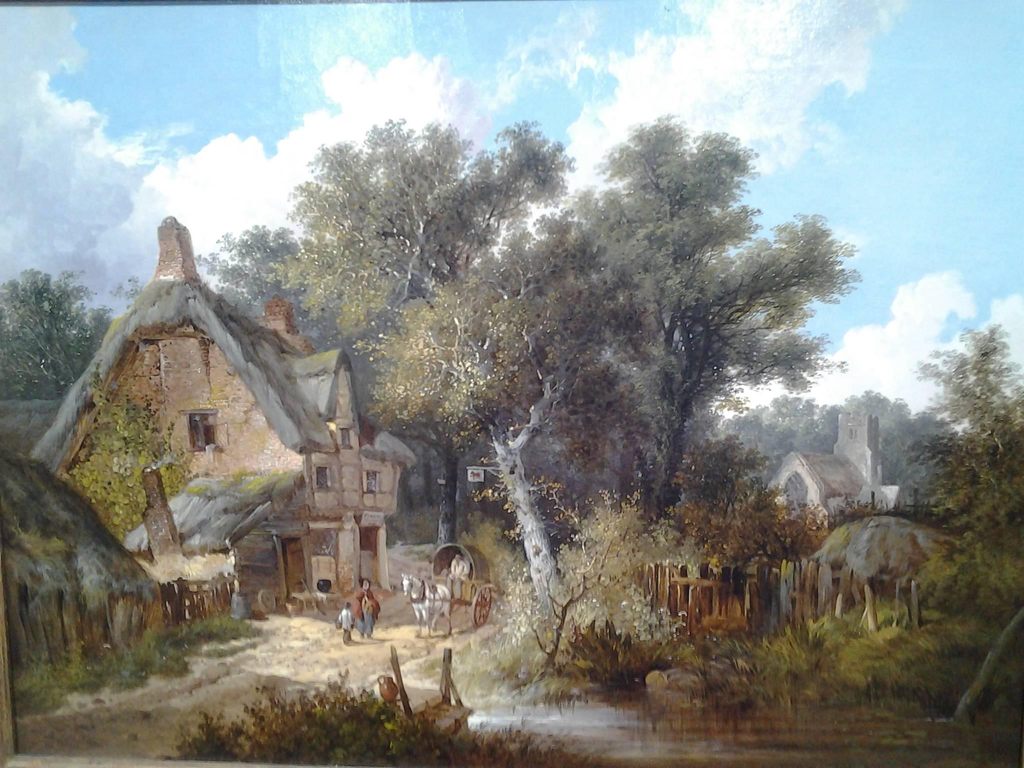 John Berney Ladbrooke Landscape Painting - The Wayside Tavern  (Norwich School)