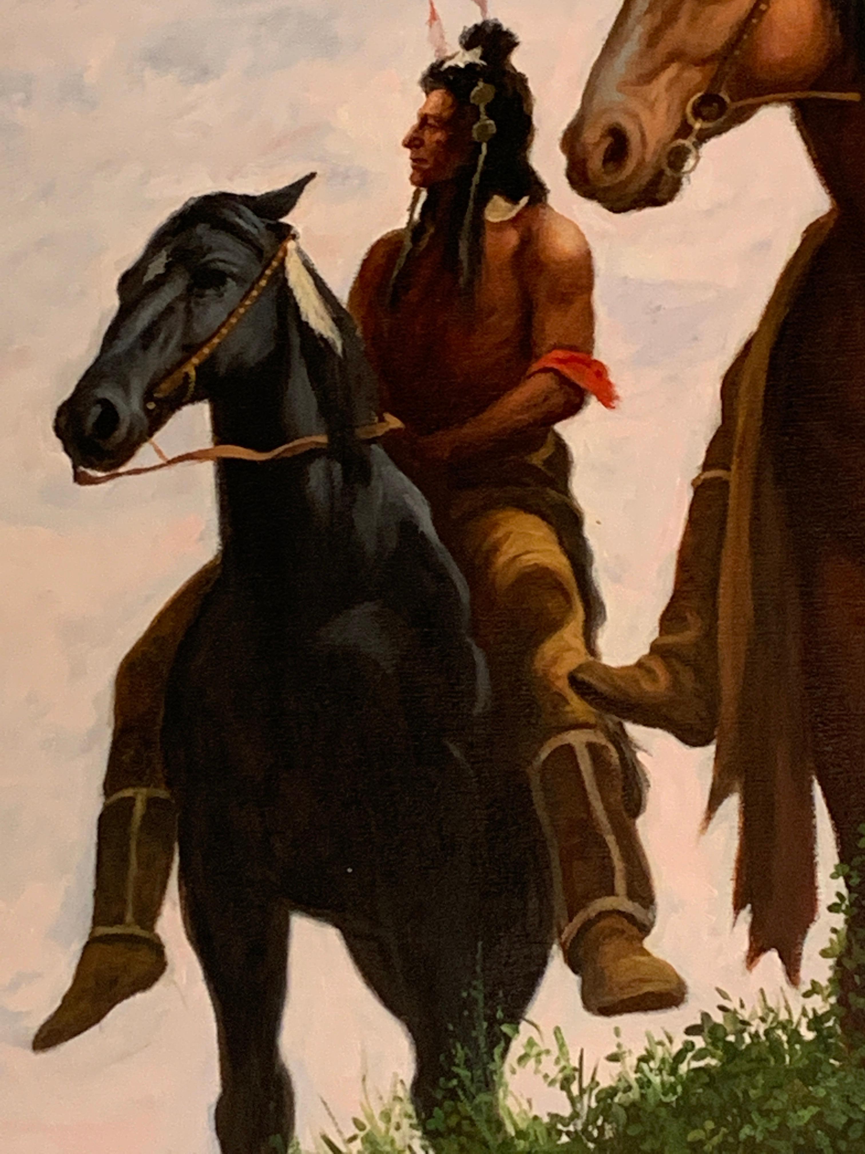 „Apsaalooke Warriors“, John Berry, Indigene Kunst (Nord-/Südamerika), Öl/Leinwand, 40x30 Zoll im Angebot 3