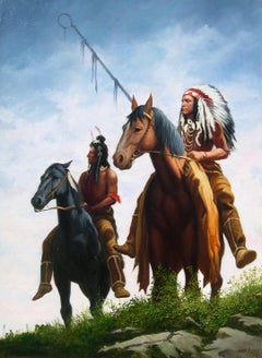 "Apsaalooke Warriors", John Berry, Native American Indians, Oil/Canvas, 40x30 in
