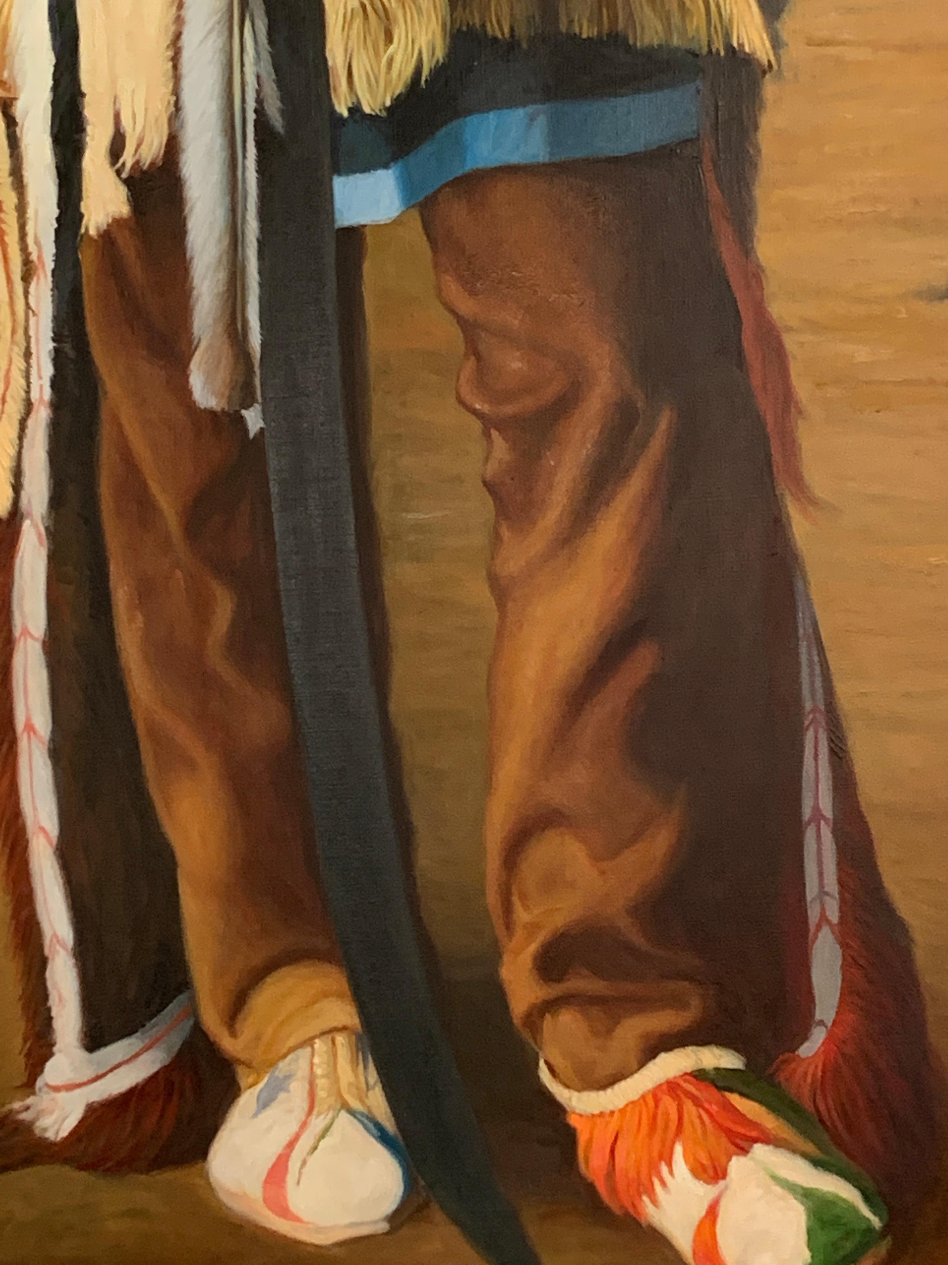 « Yellow Hair Sioux », John Berry, Amérindiens amérindiens, huile/toile, 60 x 36 pouces en vente 3