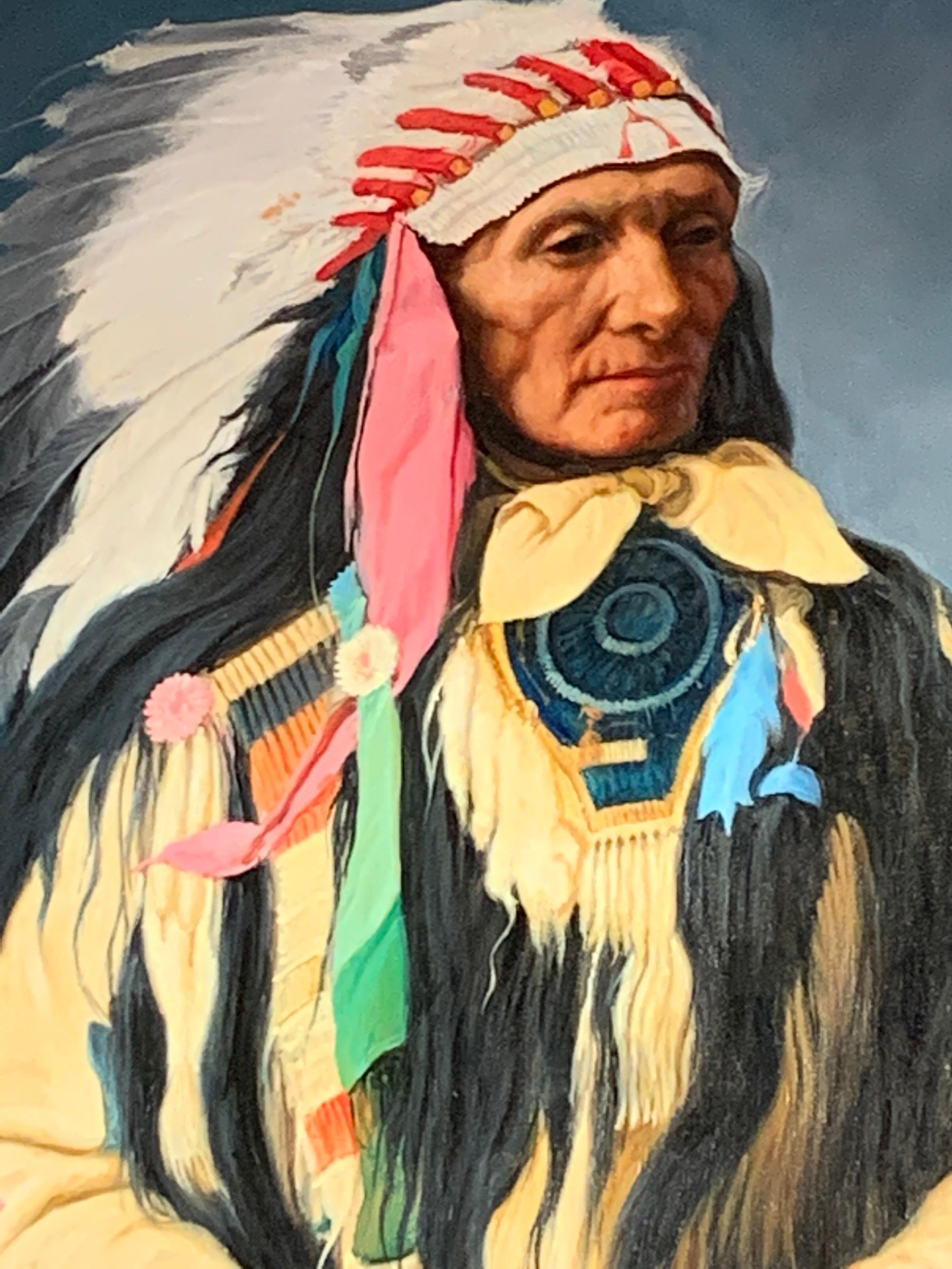 « Yellow Hair Sioux », John Berry, Amérindiens amérindiens, huile/toile, 60 x 36 pouces en vente 5