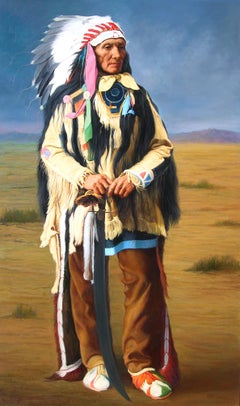 "Yellow Hair Sioux", John Berry, Native American Indians, Oil/Canvas, 60x36 in.