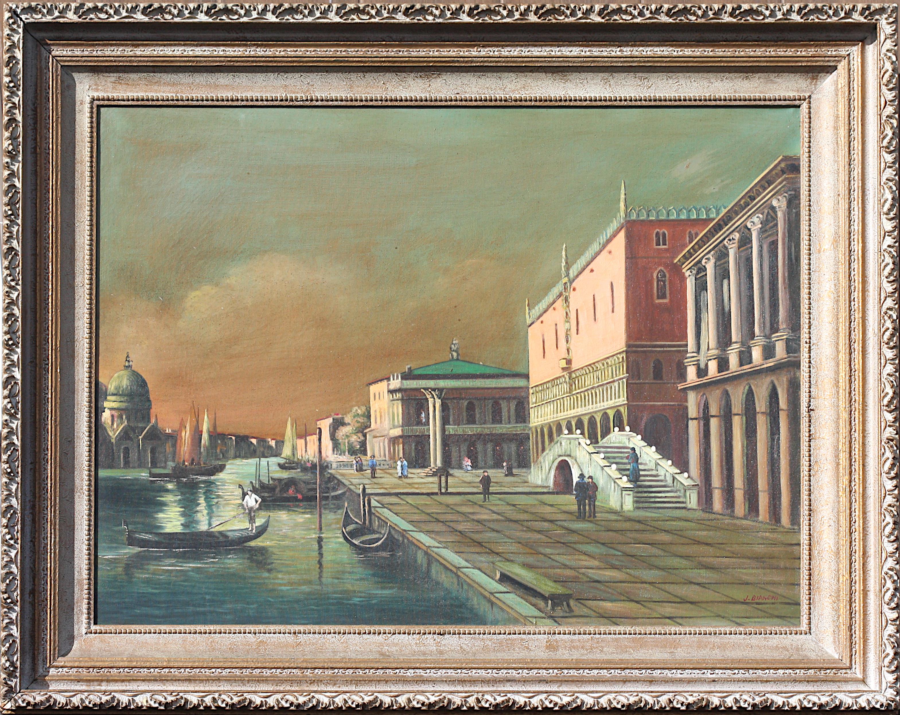 
John Bianchi, (Américain, 20ème siècle) Peinture
Le Grand Canal et le Palazzo Ducale, huile sur toile, signée J. Bianchi, en bas à droite
30 par 40 pouces, hors tout, cultivé 40 par 50 pouces.