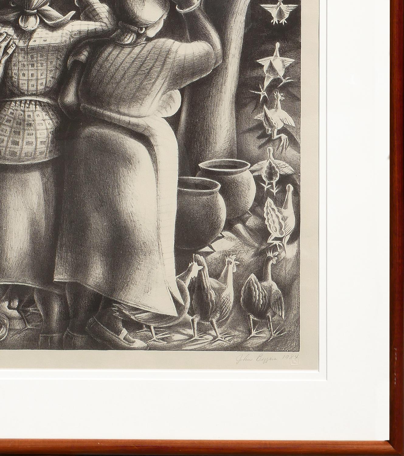 « Upper Room », lithographie figurative abstraite en noir et blanc, Édition 44/50 en vente 2