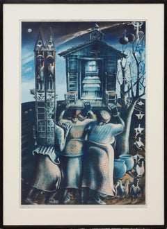 "Habitación superior" Litografía moderna abstracta figurativa femenina Edición 10/75