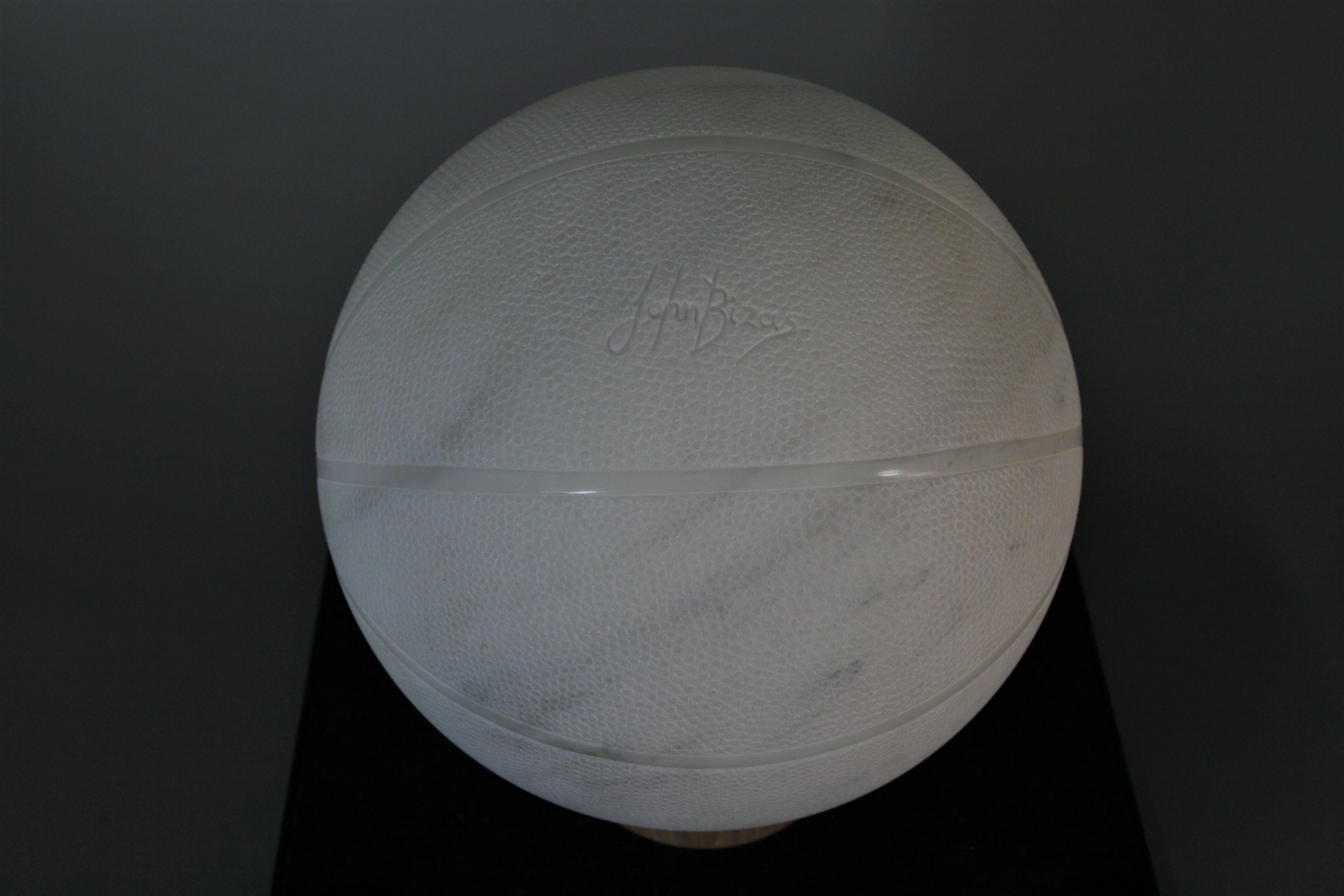 “Basket Ball” - Marble sculpture - Contemporary Sculpture by John Bizas