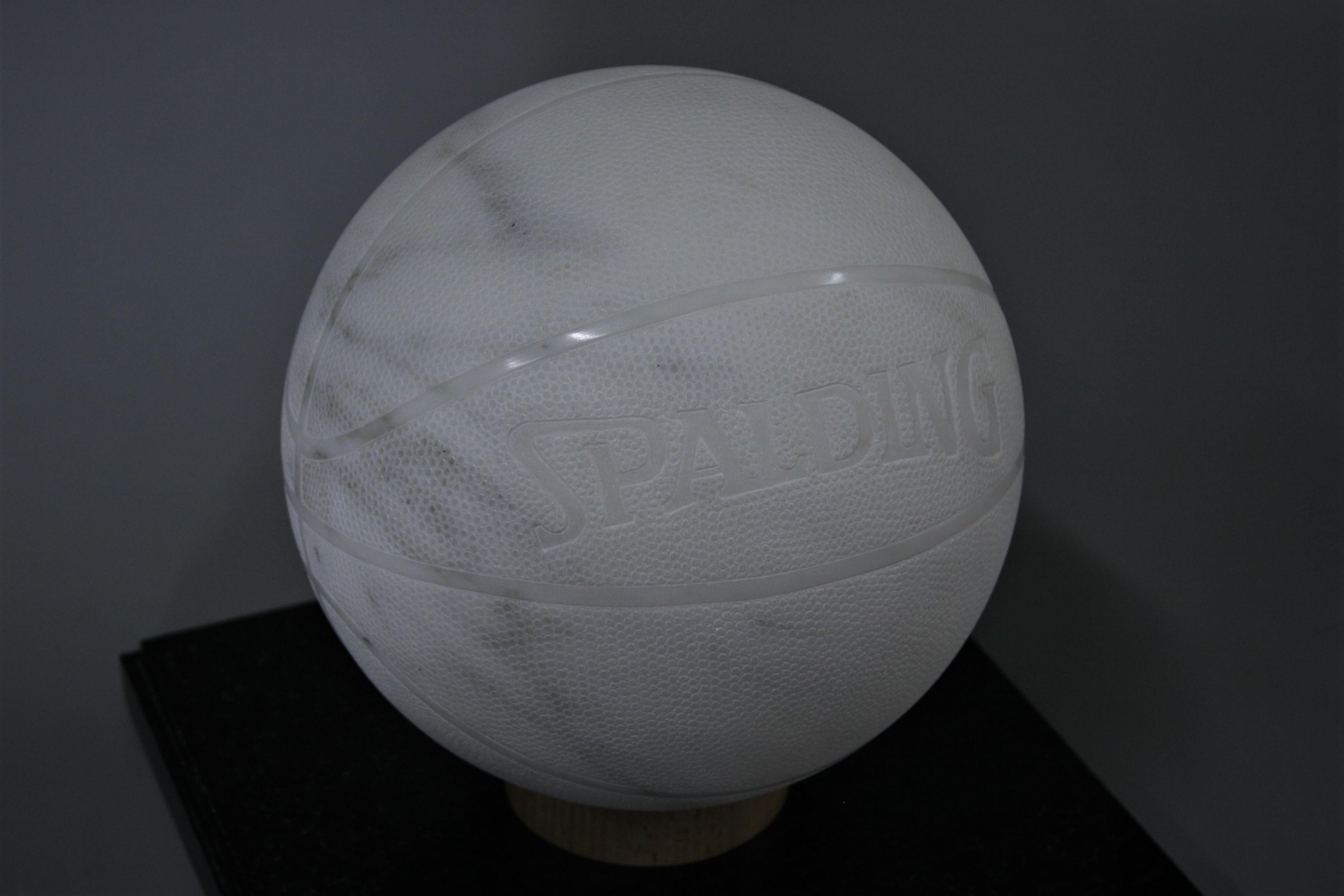 “Basket Ball” - Marble sculpture - Black Figurative Sculpture by John Bizas