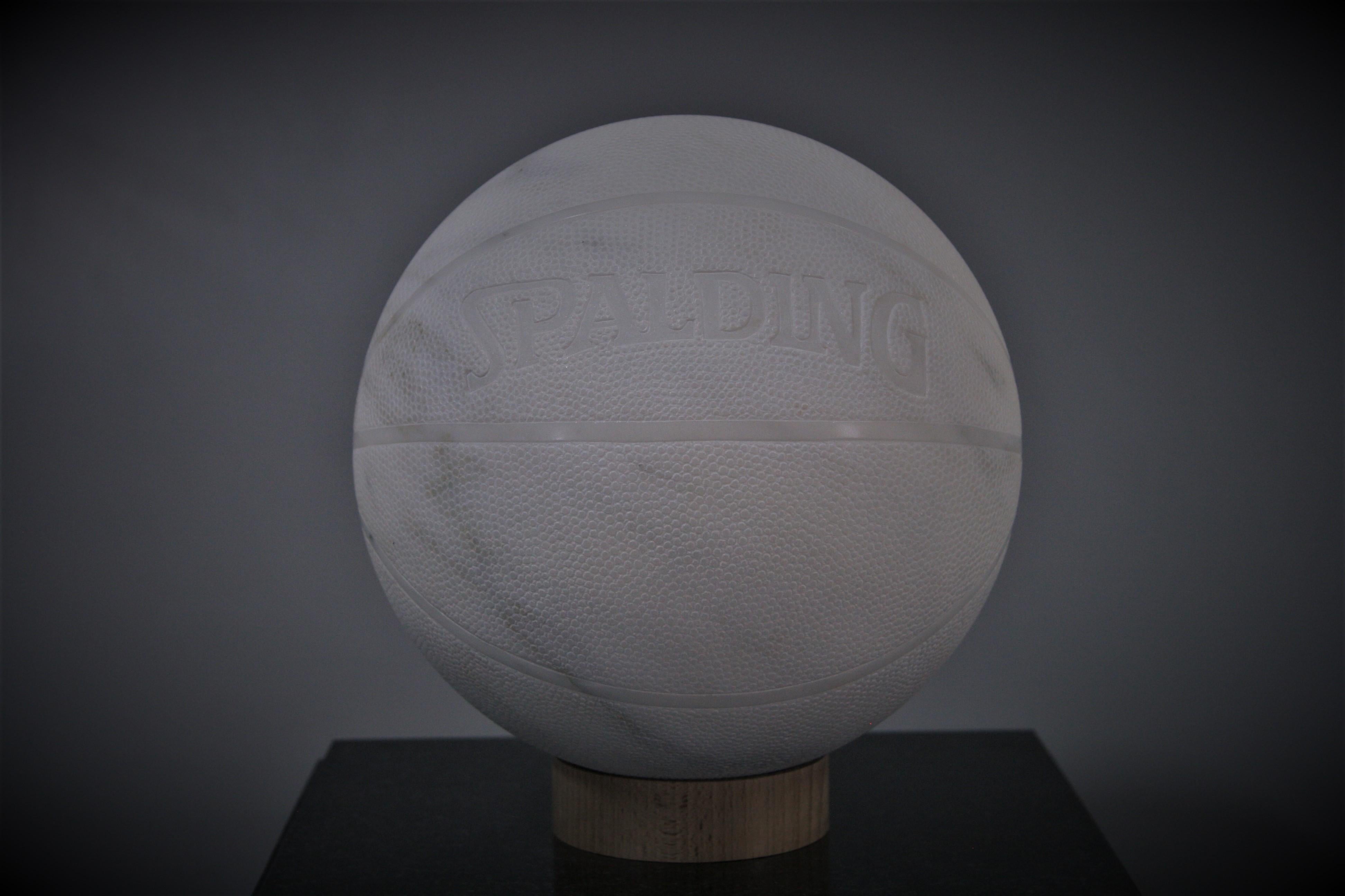 John Bizas Figurative Sculpture - “Basket Ball” - Marble sculpture