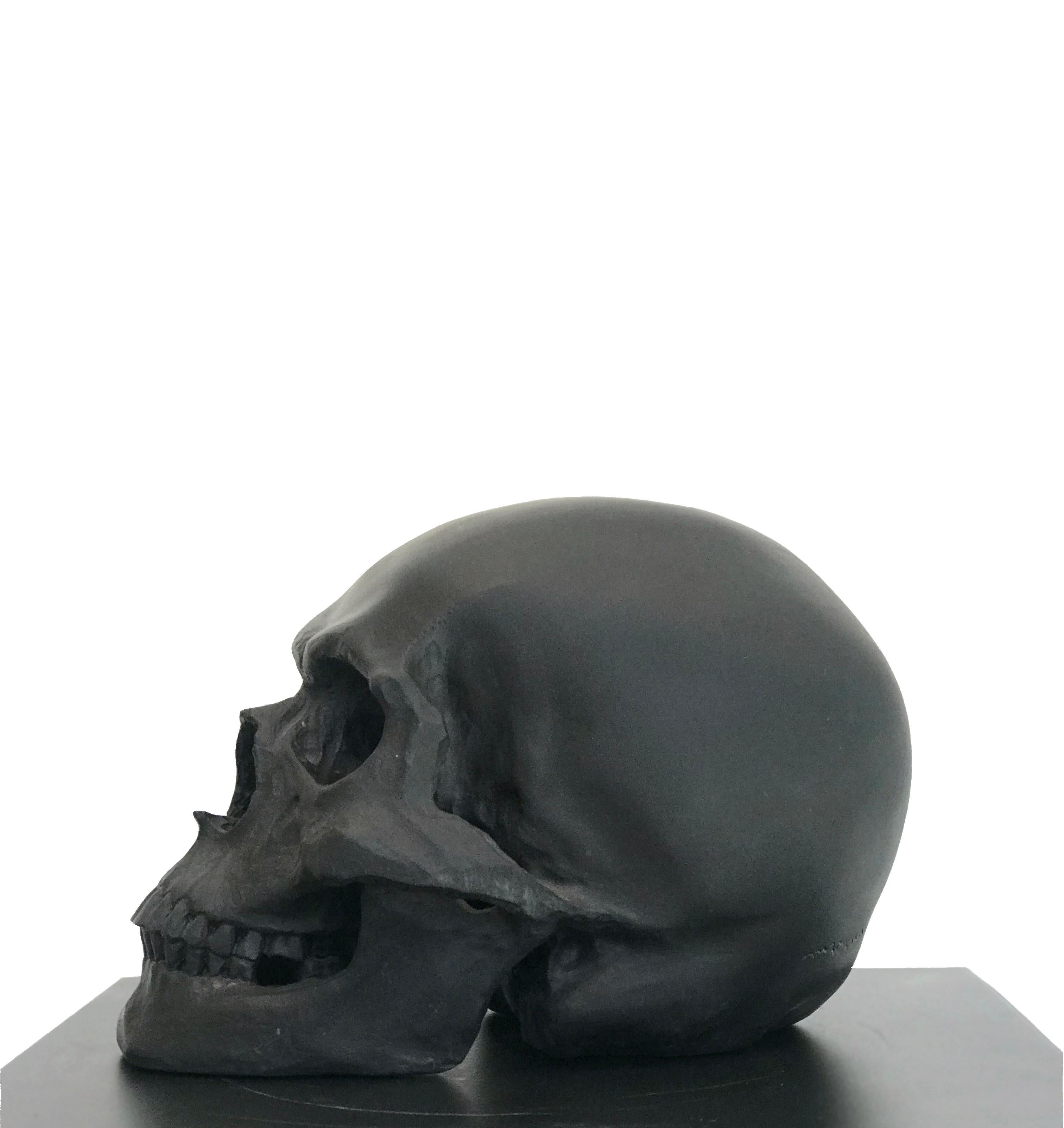 One-of-a-kind Hand Carved Belgian Black Marble Skull 

John Bizas combines traditional white marble forms in a contemporary carving technique. The marble’s translucent qualities and durability combined with Bizas’ emphasis on empty spaces within his