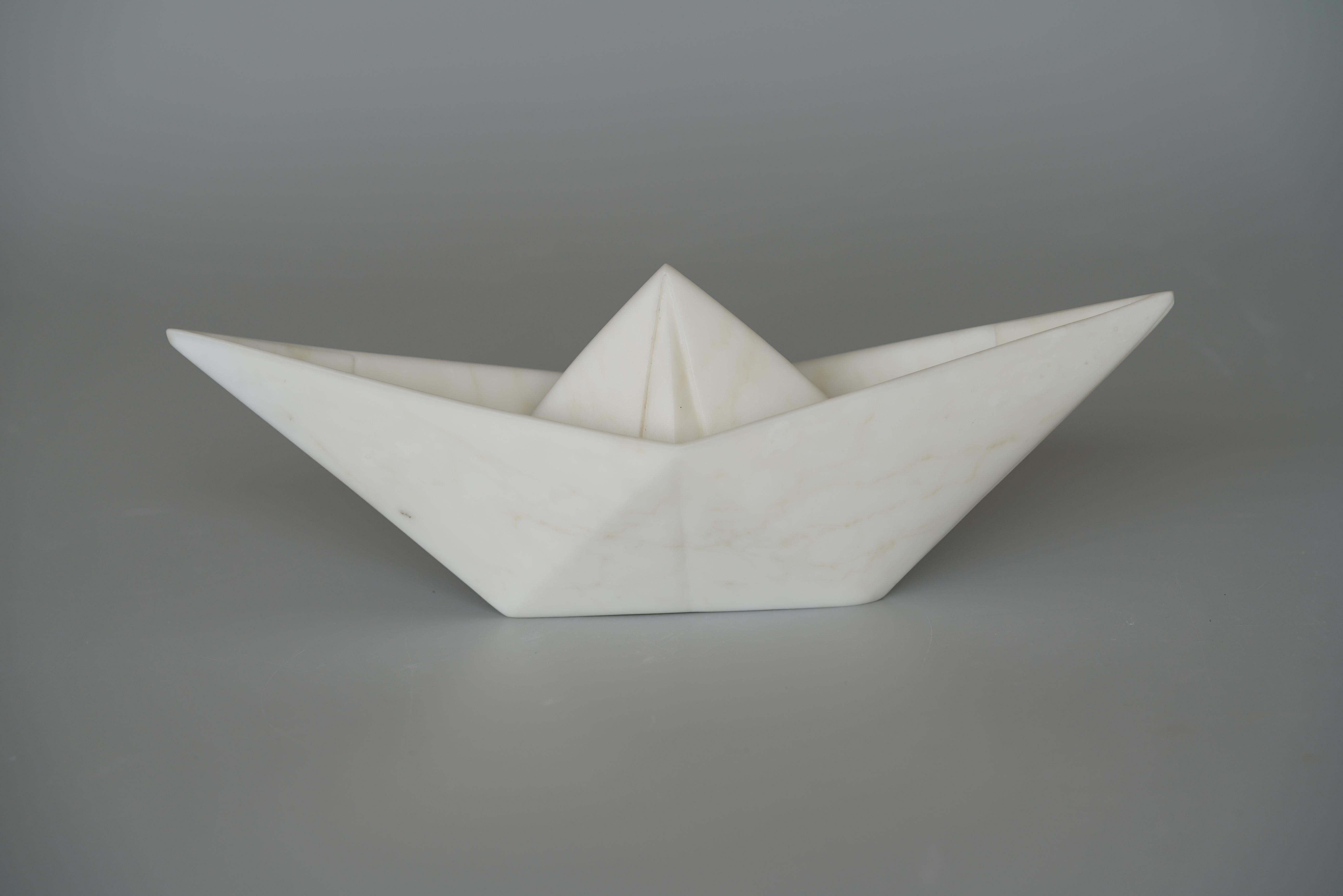 Paper boat - Sculpture by John Bizas