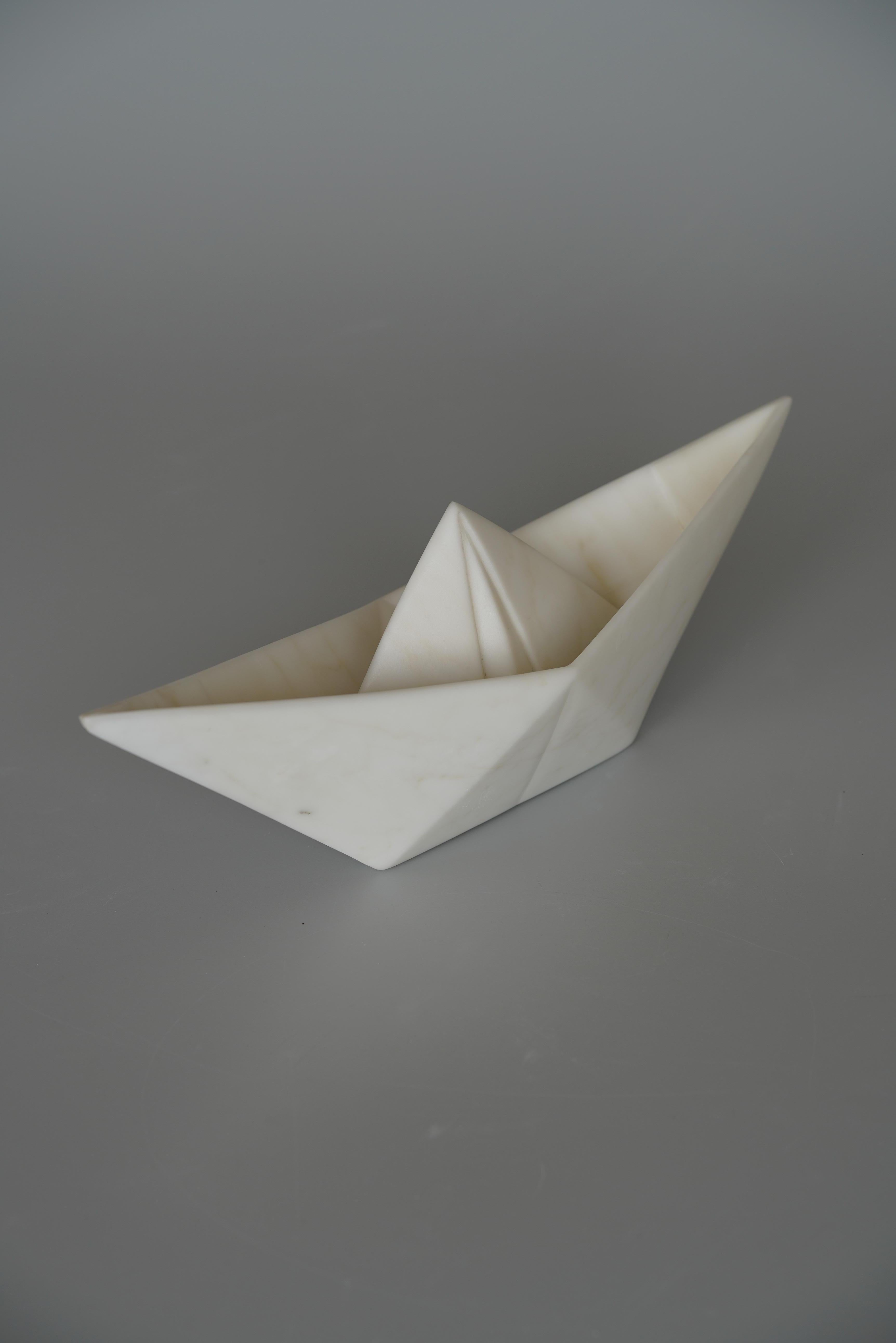 John Bizas Figurative Sculpture - Paper boat