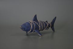 “Purple shark” - Bronze sculpture, figurative sculpture