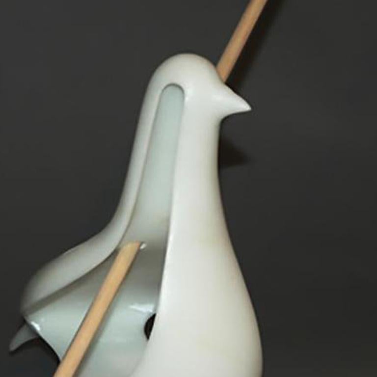 Wounded Peace - Brown Figurative Sculpture by John Bizas