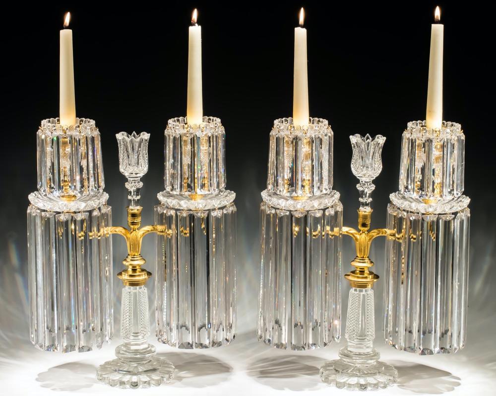 John Blades Regency Pillar and Diamond Cut Candelabra