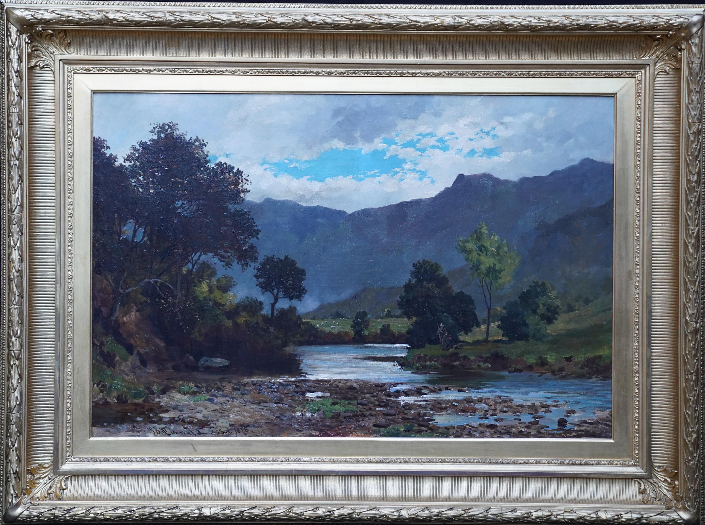 John Blake MacDonald Landscape Painting – Flusss Garry Perthshire Landschaft - schottische Kunstausstellung 1876 Ölgemälde Schottland