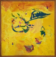 "Still Life For Marianne" John Blee, Intense Yellow and Blue, Abstract Painting