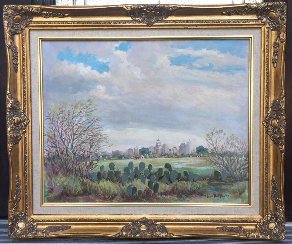 John Bob Payne Landscape Painting - "Before The Expressway"  San Antonio Texas Landscape, Cityscape