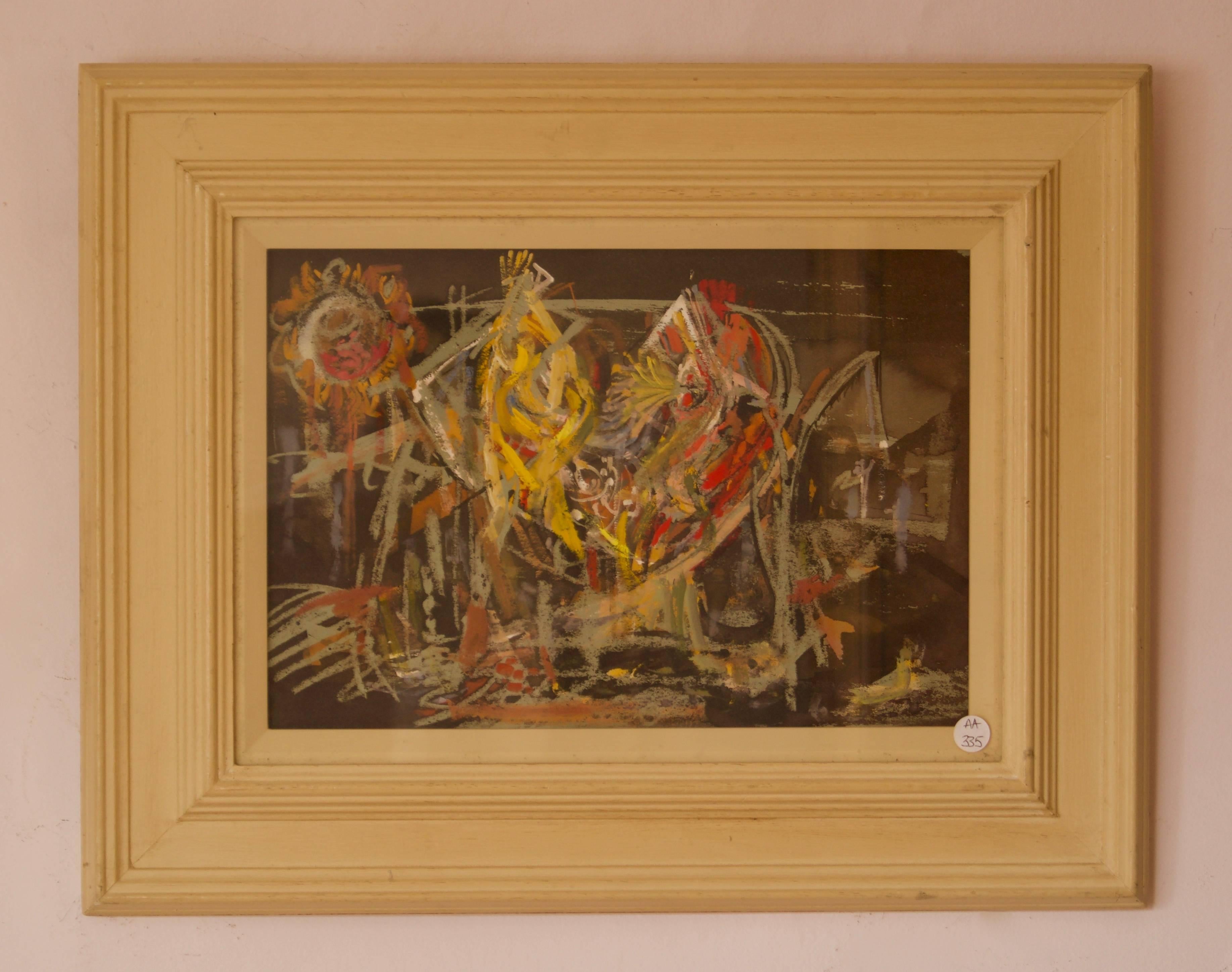 Festa astratta del raccolto - Tecnica mista della metà del XX secolo di John Bolam in vendita 1