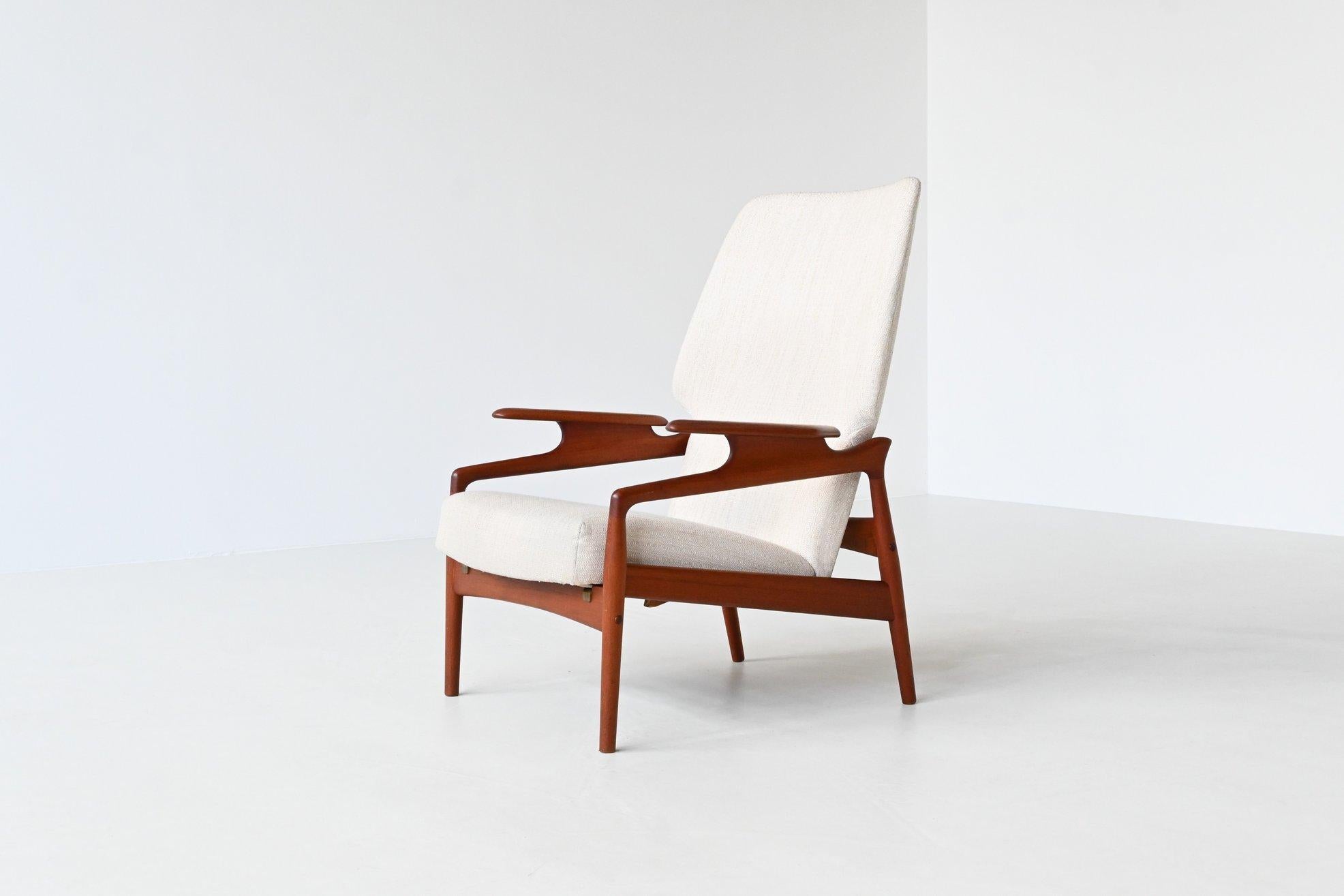 John Boné Reclining Lounge Chair in Teak Denmark 1960 11