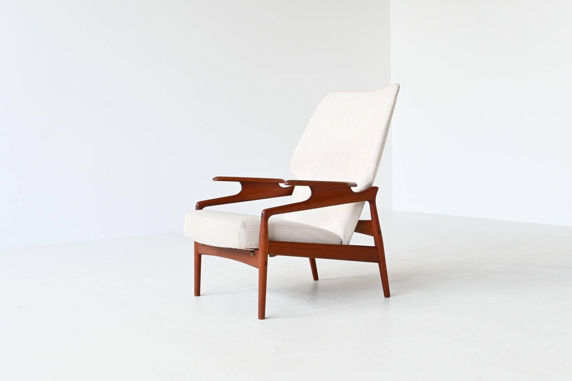 John Boné Reclining Lounge Chair in Teak Denmark 1960 12