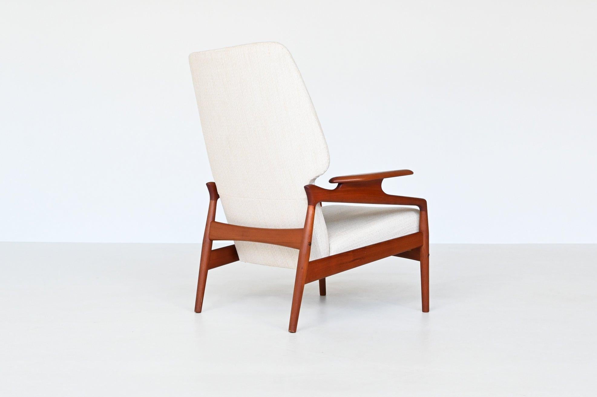 Mid-Century Modern John Boné Reclining Lounge Chair in Teak Denmark 1960