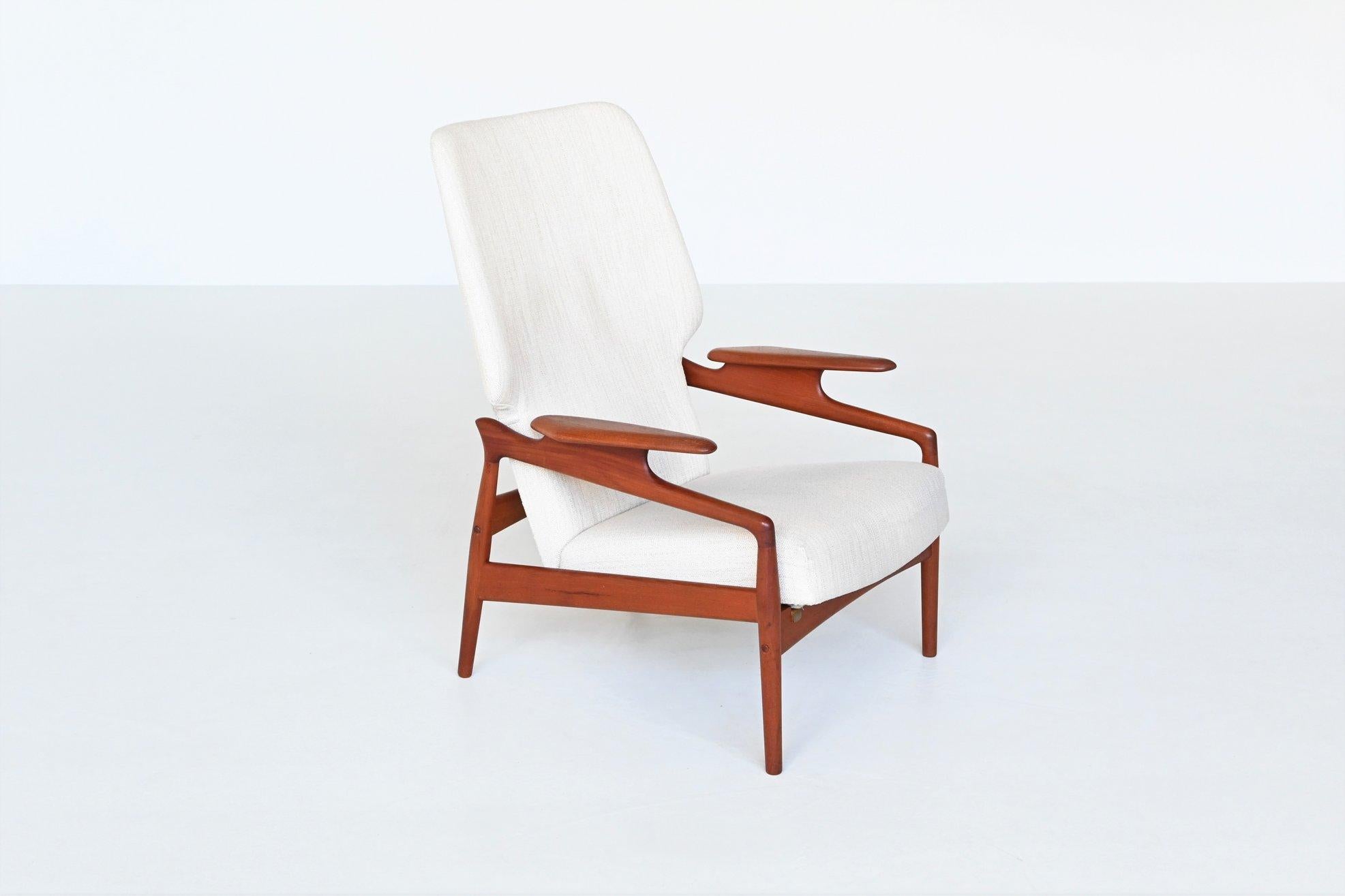 Danish John Boné Reclining Lounge Chair in Teak Denmark 1960