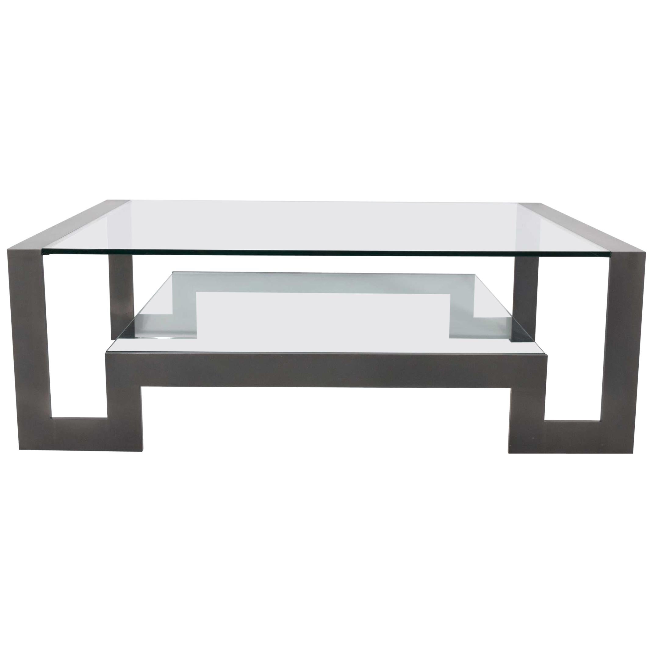 John Boone Cocktail Table in Steel and Glass