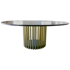 John Boone Wood and Brass Round Dining Table