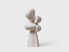 "Cheek to Cheek 2" Sculpture en céramique abstraite en grès blanc
