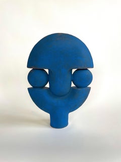 "Siri" Stoneware Clay Abstract Ceramic Sculpture in blue