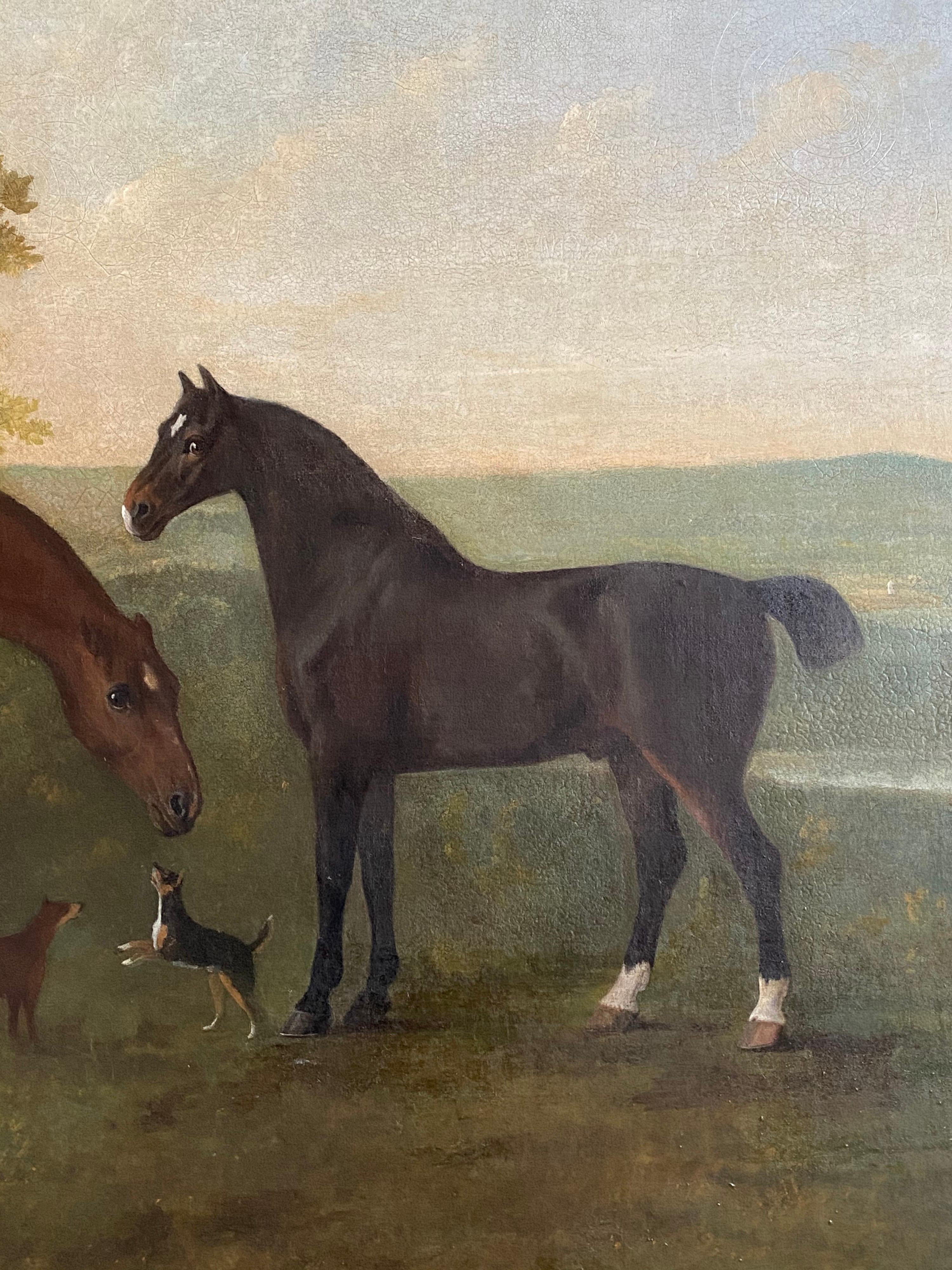 Horses with accompanying dogs in an extensive English landscape, 18th century (Englische Schule), Painting, von John Boultbee