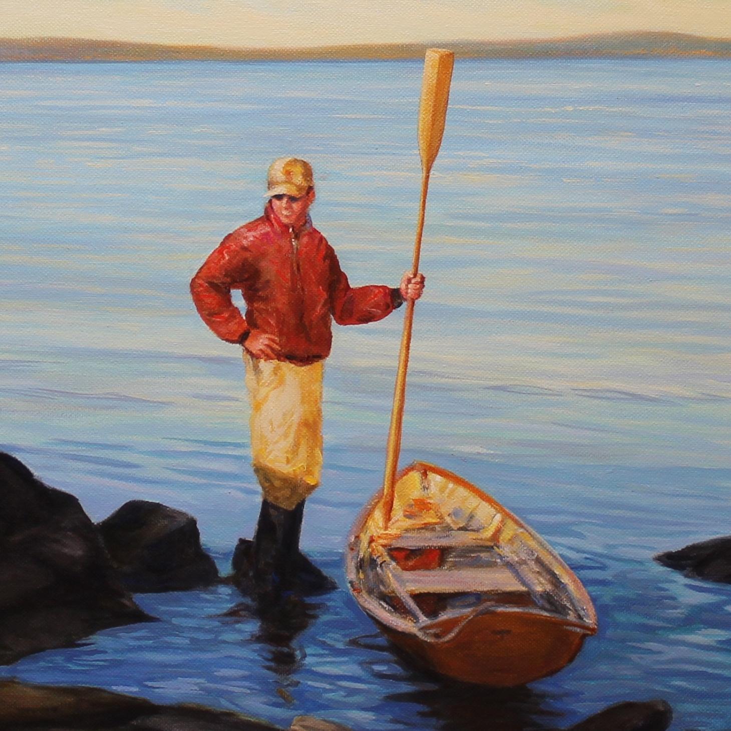 Le guide, fin d'après-midi, peinture, acrylique sur toile - Painting de John Bowdren