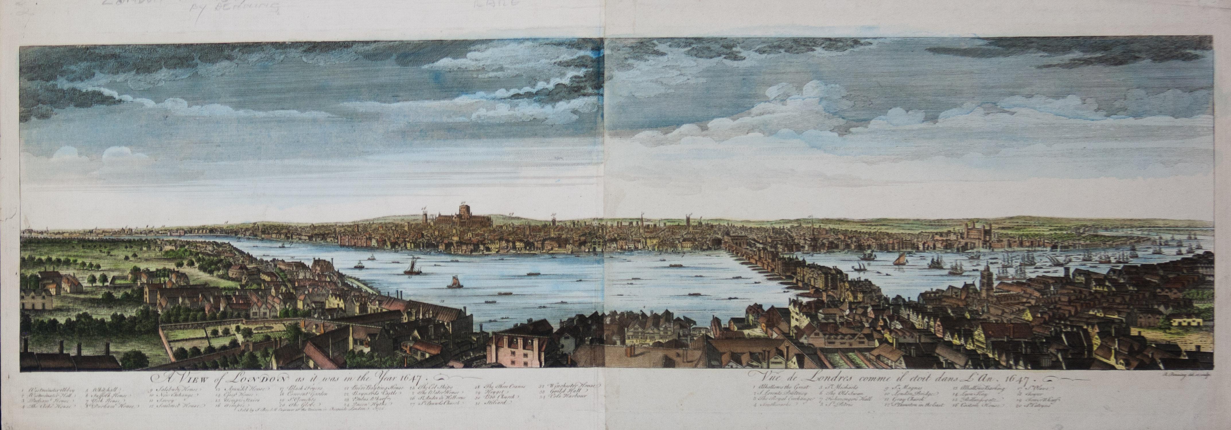 John Boydell Print - A View of London as it was in the Year 1647 pub. by Boydell 1756