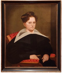 Antique Portrait of a Lady, Naïve Portrait, Folk Art, Puffy Sleeve, Staten Island