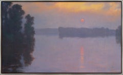 "A Quiet Time" Contemporary Landscape Waterscape Framed Oil on Canvas Painting