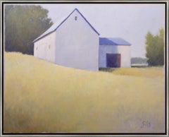 "Barn on Hill" Tranquil Painting of a Barn on a Hillside Landscape