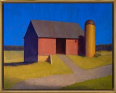 "Evening Barn" Serene Painting of a Barn on a Hillside Landscape